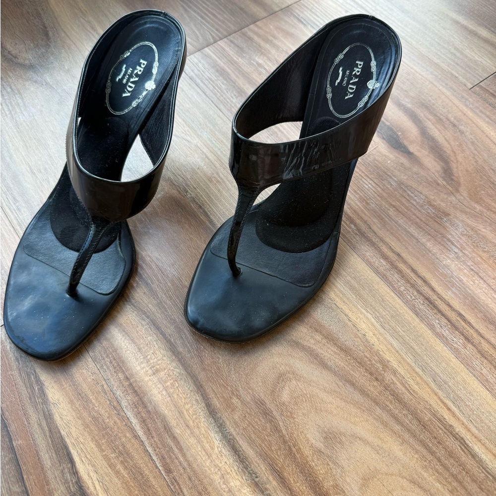 Prada Black Strappy Heels